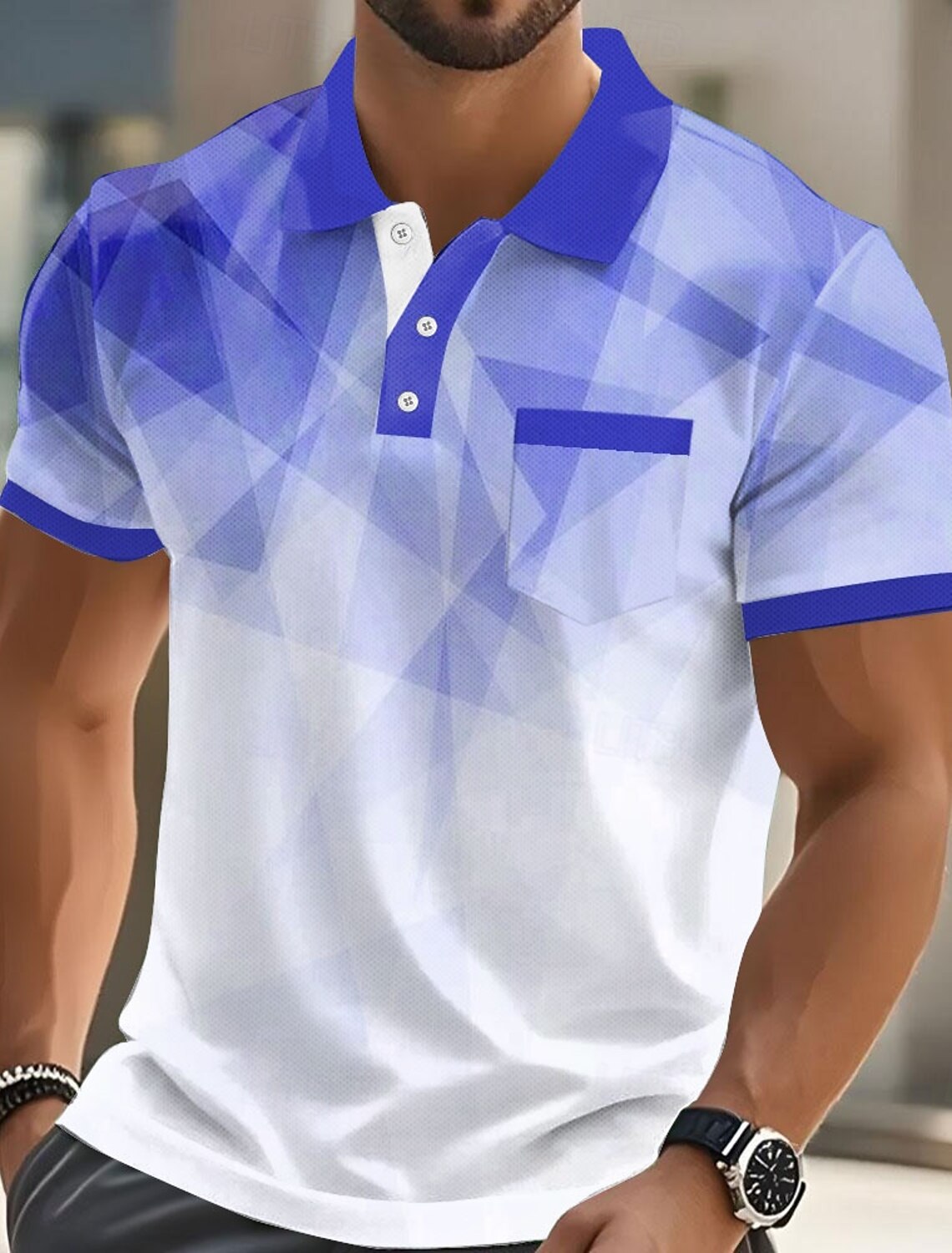 Men's Geometric Polo Short Sleeve Turndown Business Casual Daily
