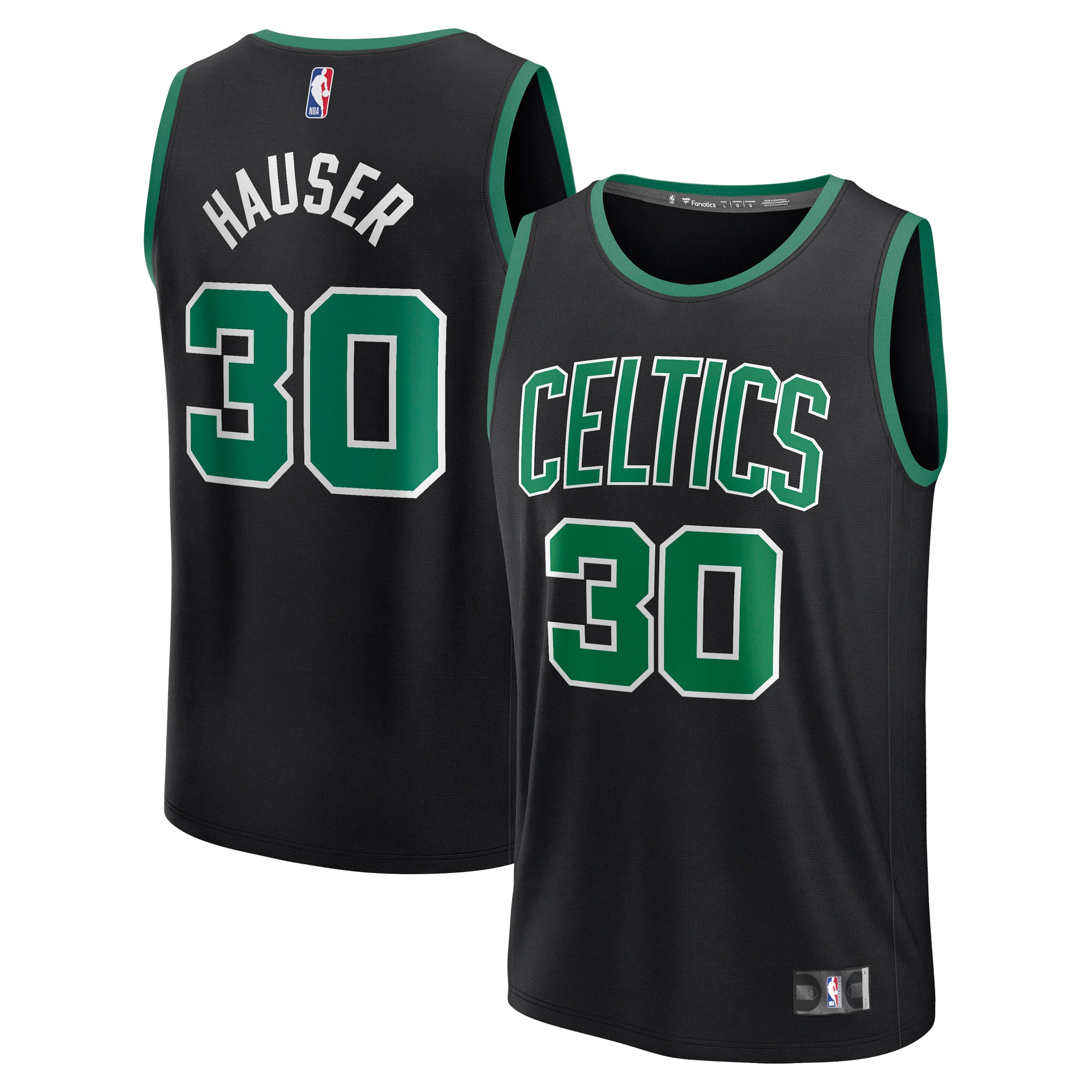 [LK] Sam Hauser Boston Celtics Fast Break Replica Player Jersey - Statement Edition - Black