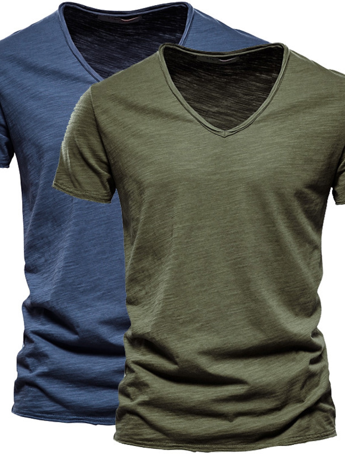 Men's T Shirt Tee Top Short Sleeves V Neck Summer Plain Fashion Designer Basic V Neck Multi-pack Vacation Street Going out White and Blue Orange / Green Black+Black Top Tee for Men