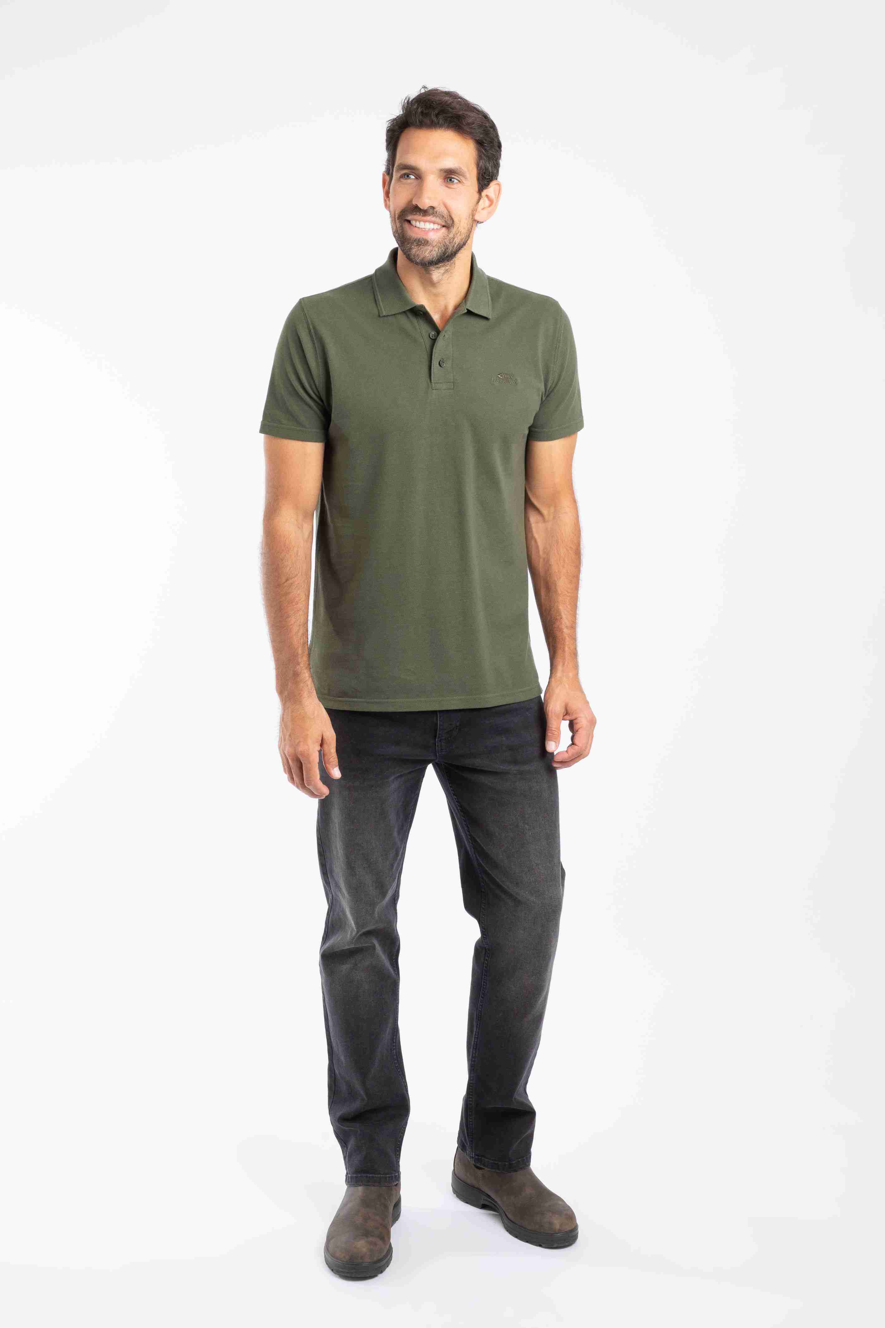 Giles Pique Polo Shirt Deep Lichen Green