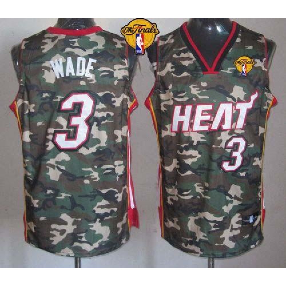 Heat #3 Dwyane Wade Camo Stealth Collection Finals Patch Stitched NBA Jersey