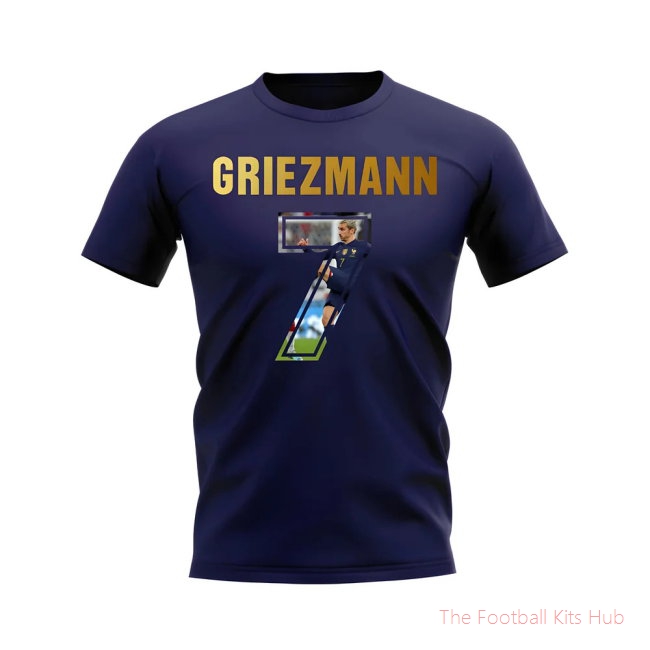 Antoine Griezmann Name And Number France T-Shirt (Navy)