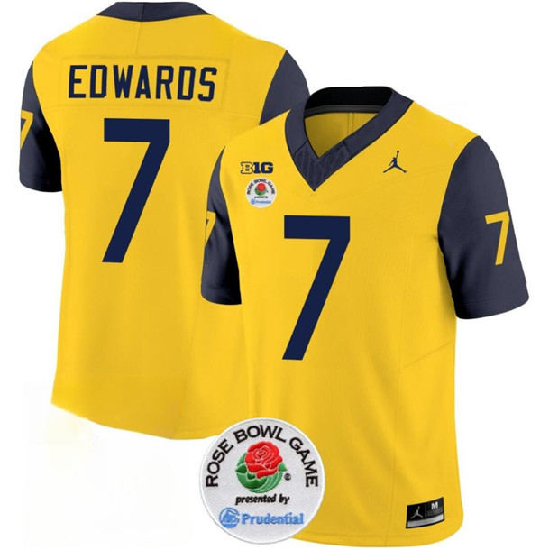 away jersey Men's Michigan UM Donovan Edwards #7 Yellow 2023 Football