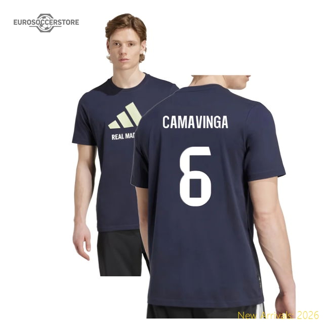 Genuine 2025-2026 Real Madrid Seasonal Graphic Tee (Legend Ink) (Camavinga