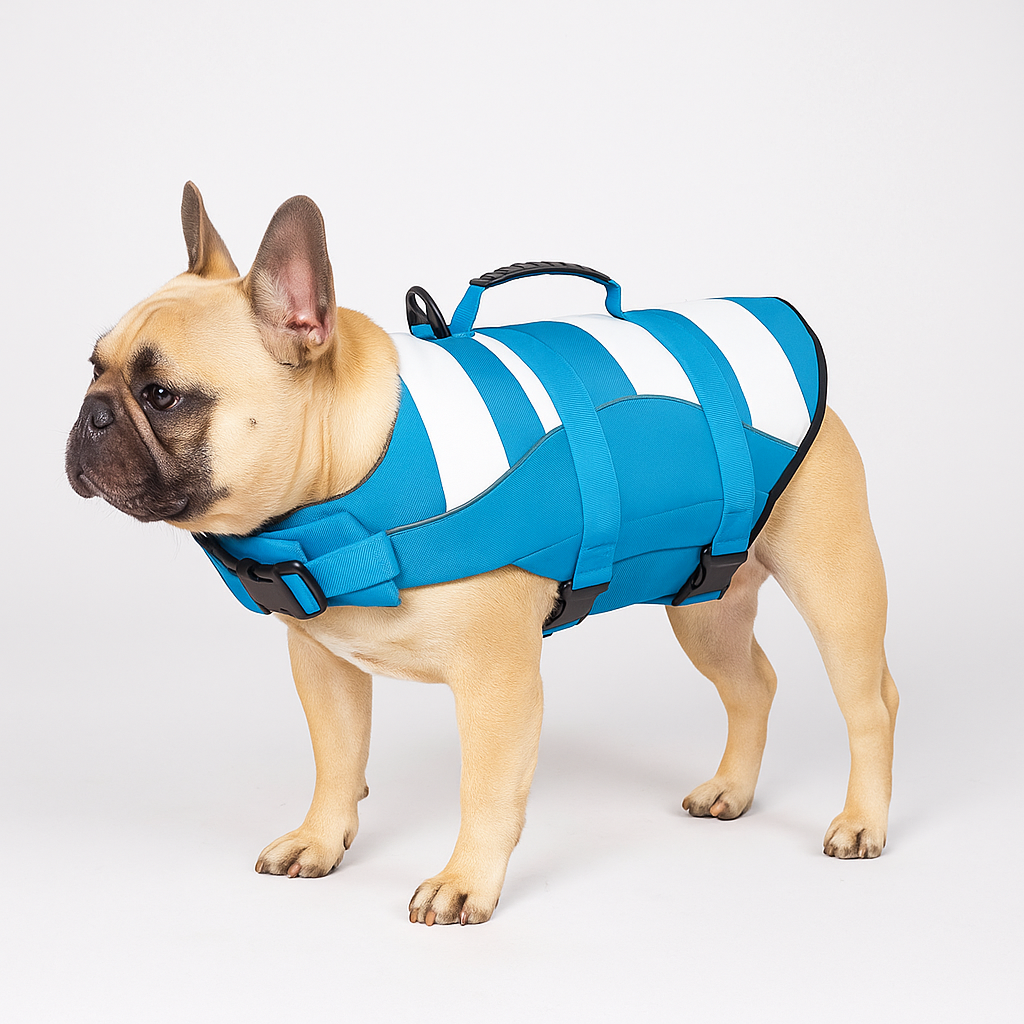 Frenchie Swim Safety Vest – High Visibility Life Jacket with Rescue Handle