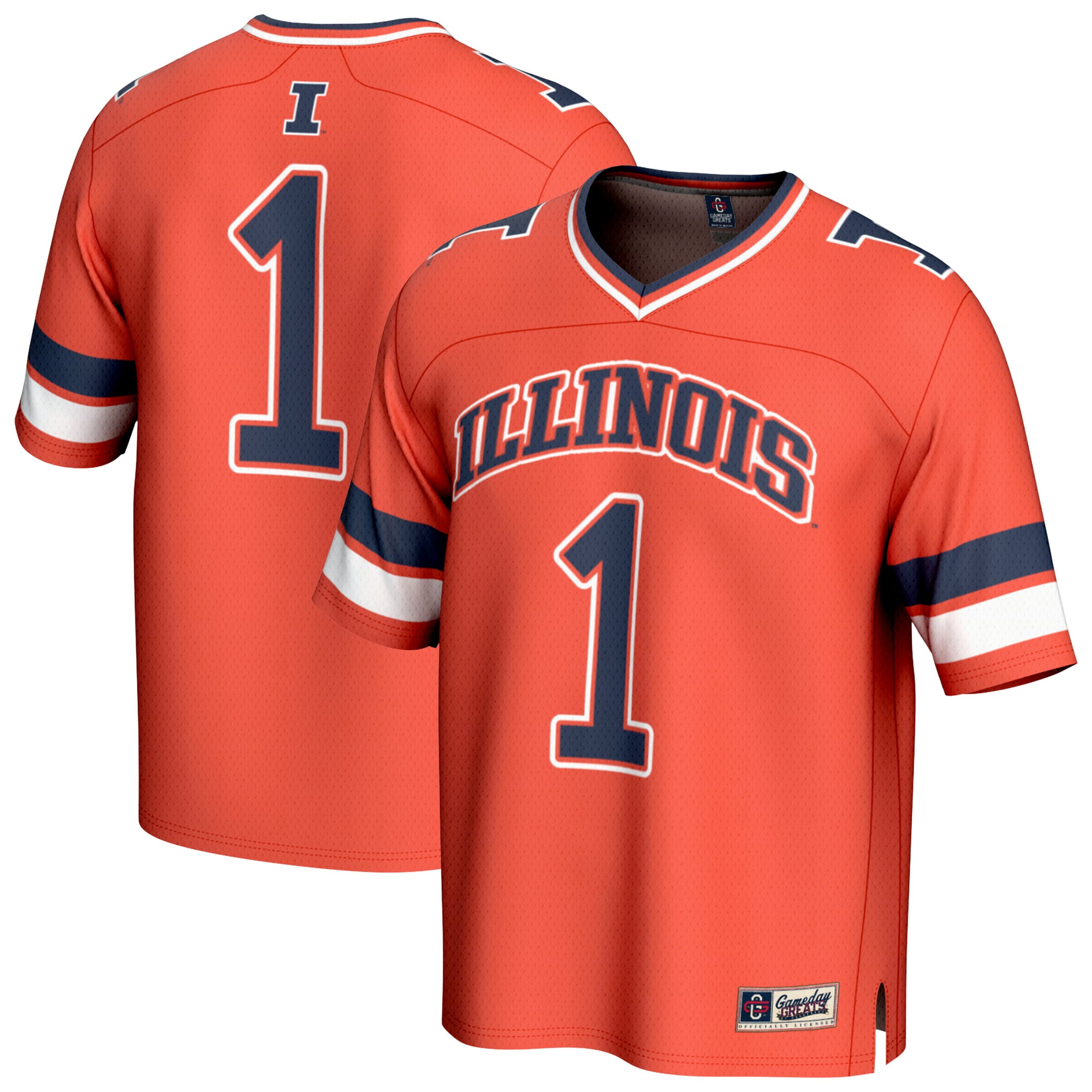 Youth #1 Orange Illinois Fighting Illini Collegiate Football Fashion Jersey