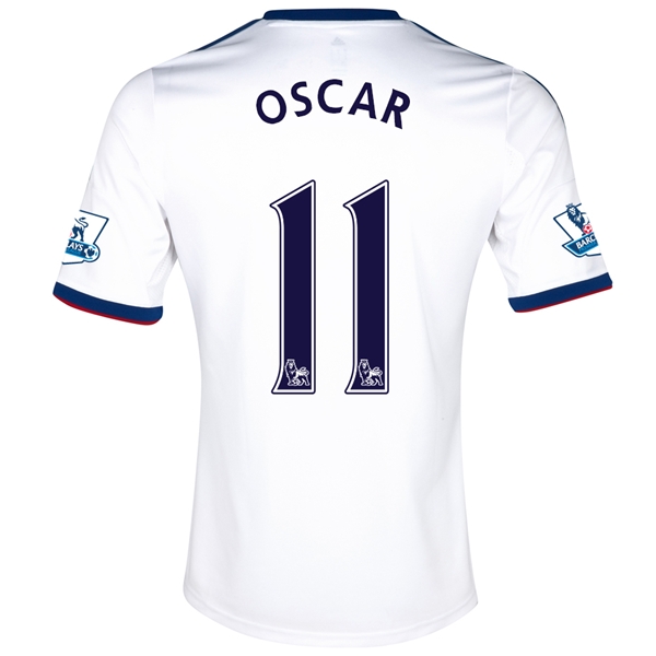 Moisture Wicking 13-14 Chelsea 11 OSCAR White Away Soccer Jersey Shirt