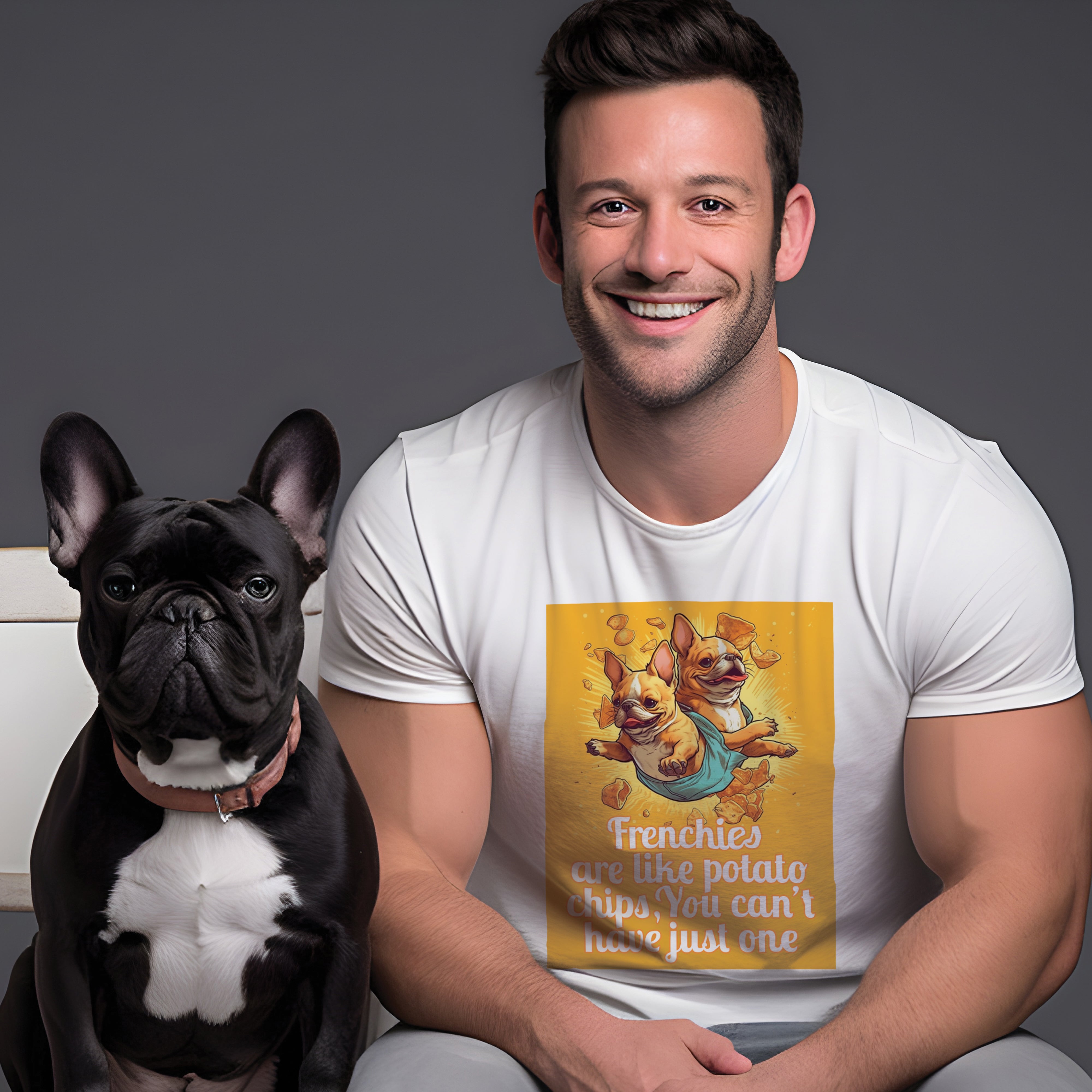 Culture-Inspired French Bulldog Chip Style - Unisex T-shirt for Everyday