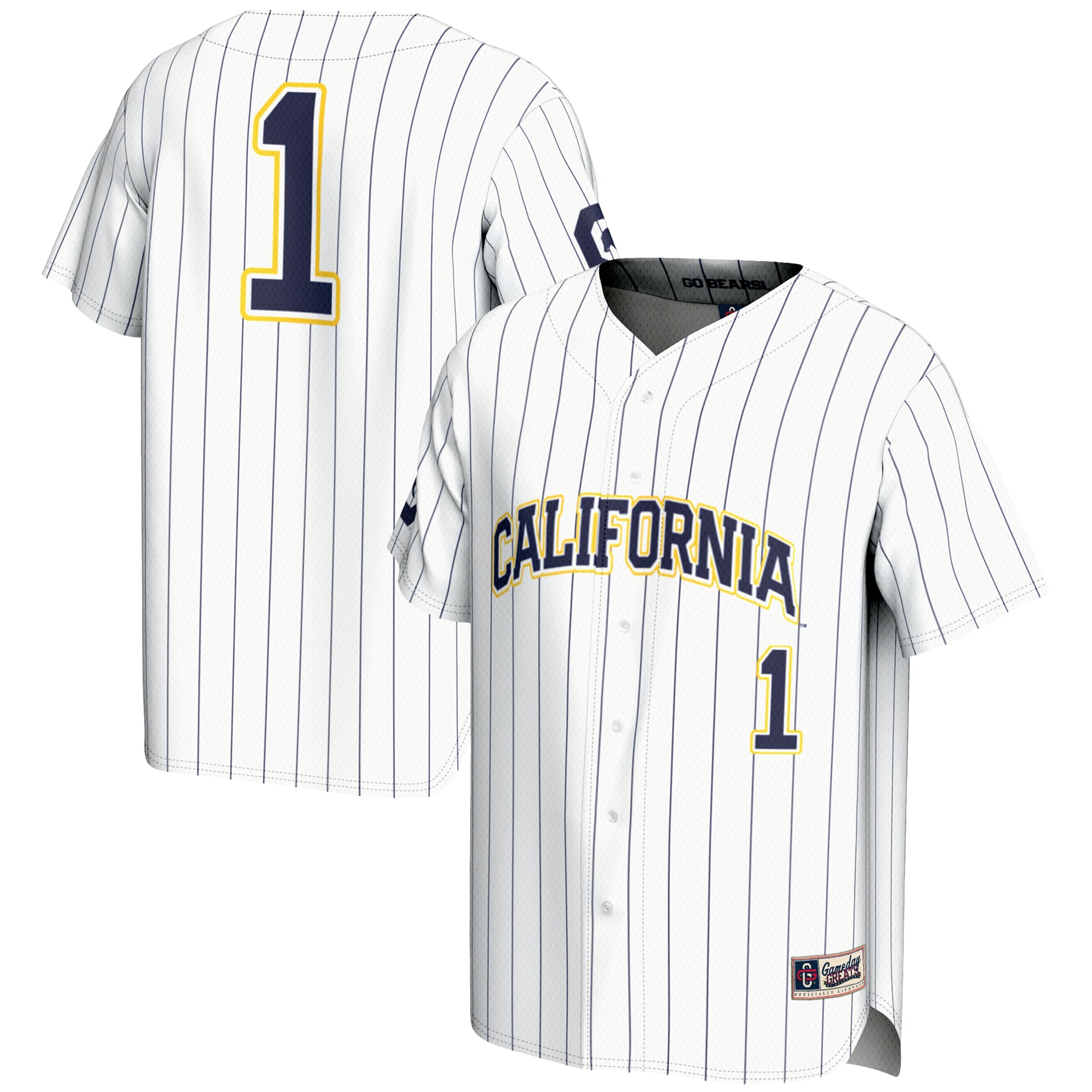 #1 Cal Bears GameDay Greats Lightweight Baseball Fashion Jersey - White