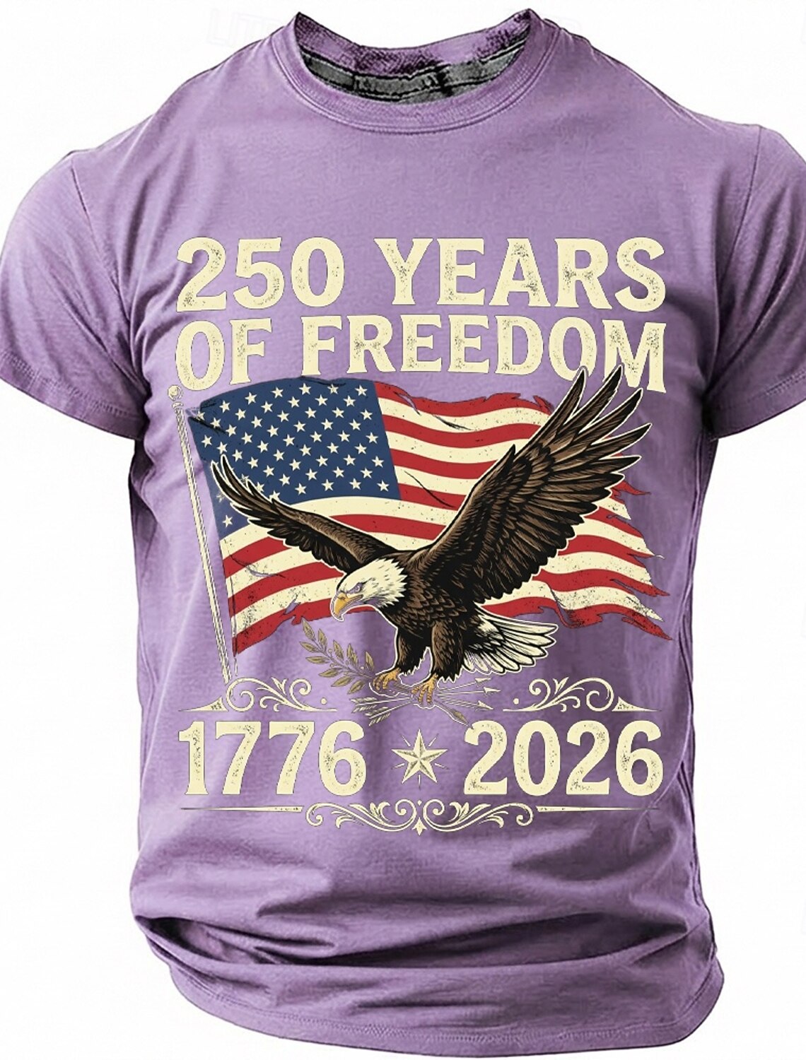 250 Years of Freedom 1776 2026 Men's Patriotic Bald Eagle American Flag Vintage USA Pride T Shirt Graphic Crew Neck Short Sleeve Fourth of July Semiquincentennial Celebration Gift Designer Clothing Ap