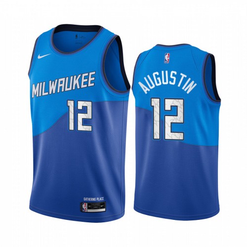 Blue Nike Milwaukee Bucks #12 Bucks Jersey - Mesh Fabric Basketball Jersey