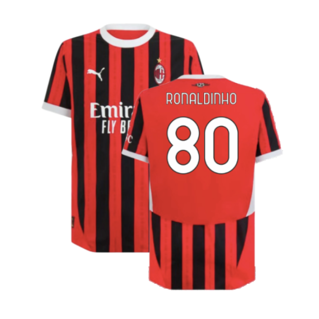 2024-2025 AC Milan Home Authentic Shirt (Ronaldinho 80)