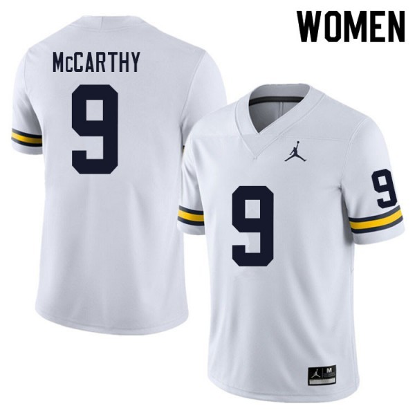 Jordan Michigan Wolverines White #9 Women White Premium Stitched