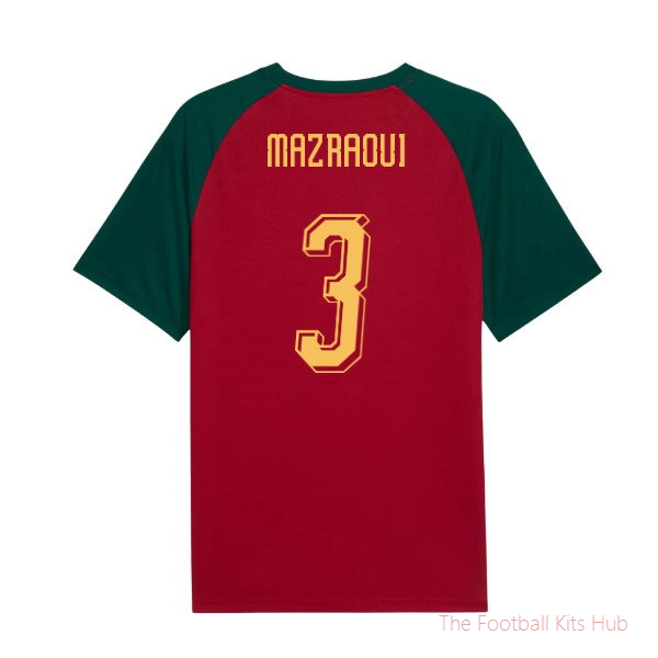 2026-2027 Morocco Warm Up Jersey (Dark Crimson) (Mazraoui 3)