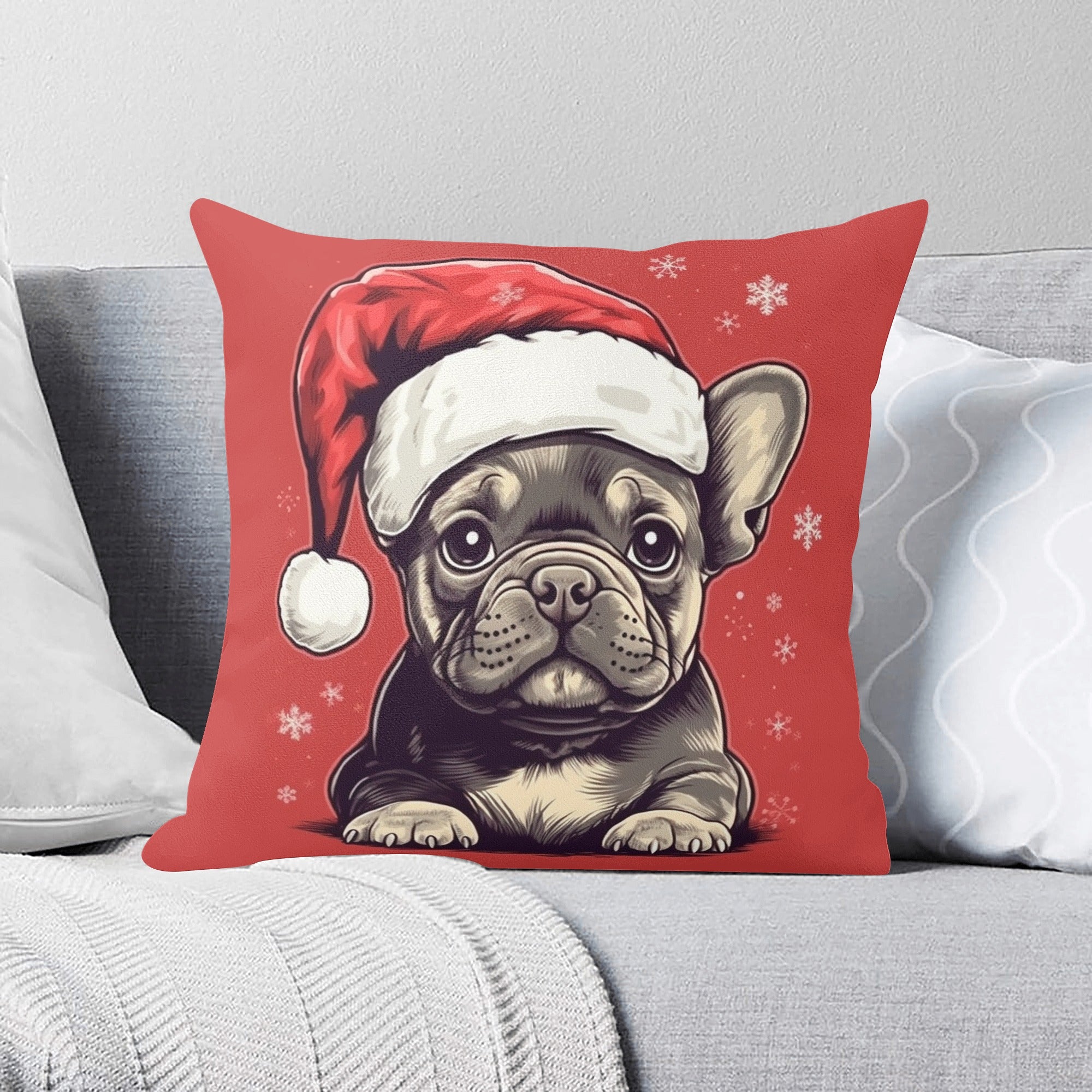 Christmas Vibes - Bulldog Pillow Cover Dog Supplies | Durable Build