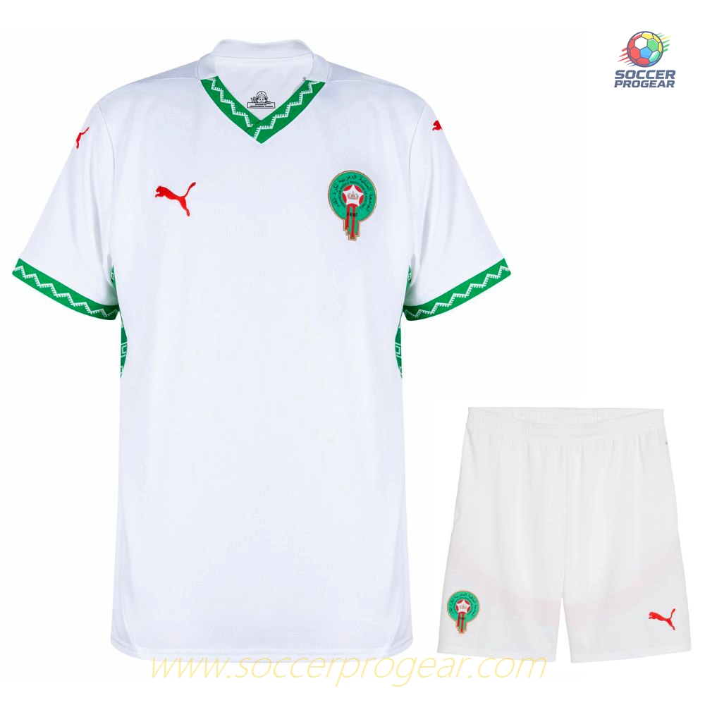 Morocco Away Kids Soccer Uniform Team Jersey 2025 Collection 2026