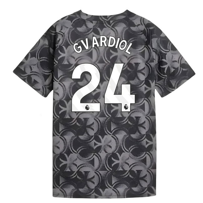 2025-2026 Man City Warm Up Jersey (Black) - Kids (Gvardiol 24)
