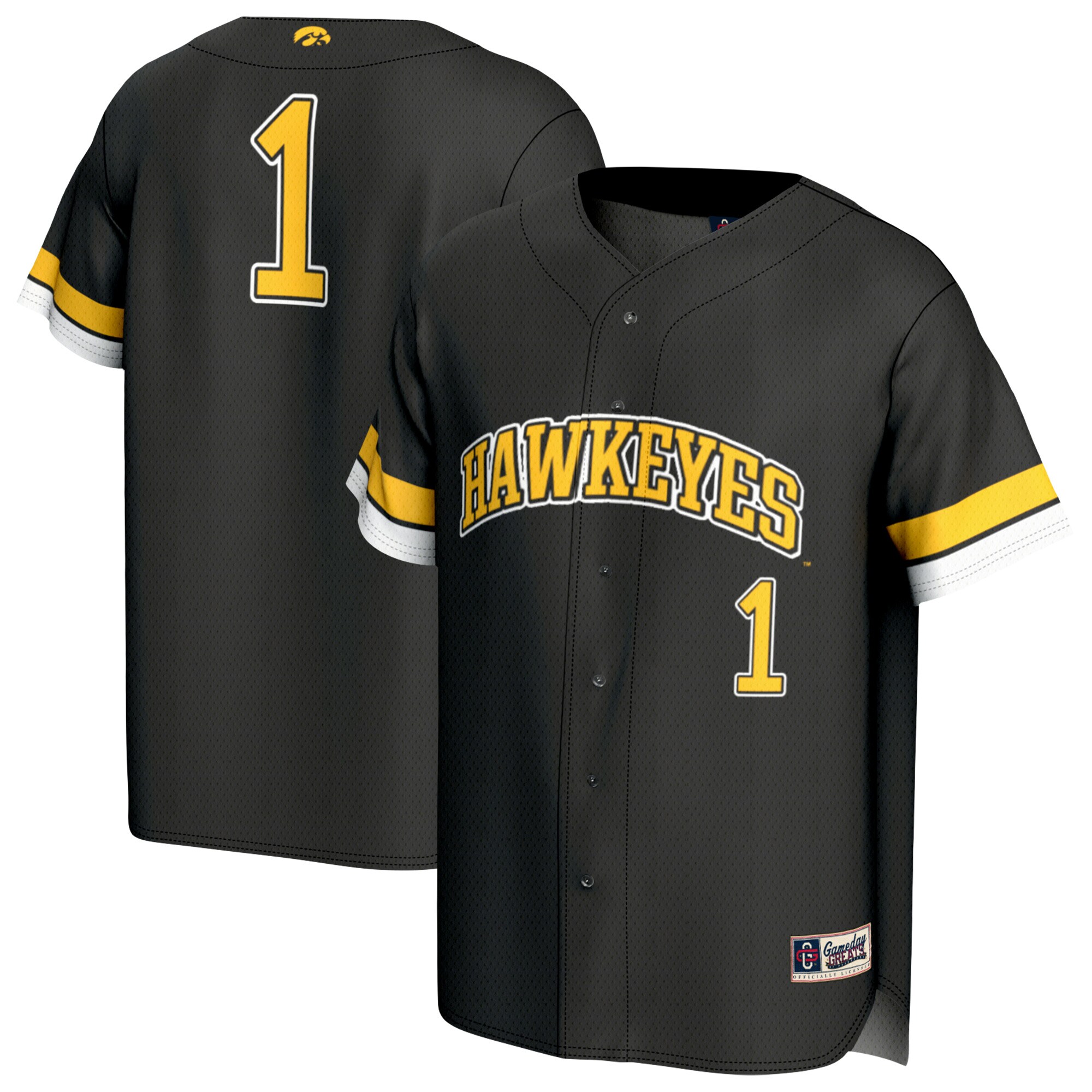 [NJP] Iowa Hawkeyes GameDay Greats Youth Lightweight Collegiate Baseball Fashion Jersey - Black