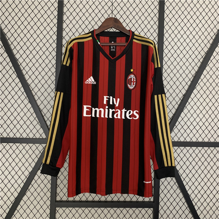 AC Milan 1314 Retro Home Long Sleeve Shirt - Official Replica 8913