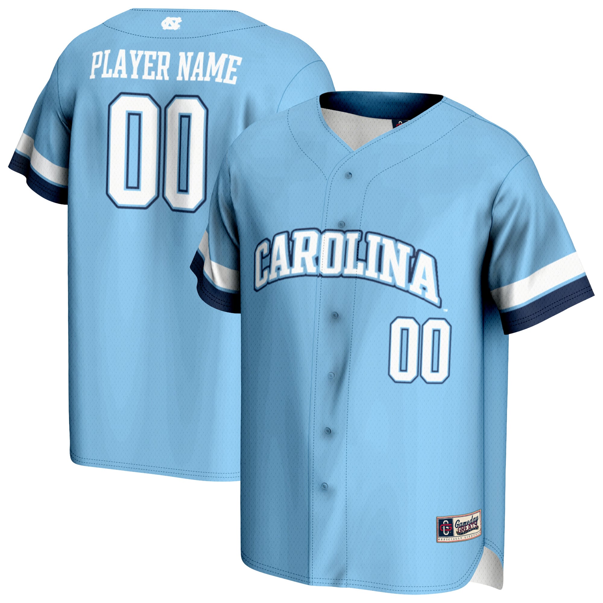 [NJP] North Carolina Tar Heels GameDay Greats Youth NIL Pick-A-Player Lightweight Baseball Jersey - Carolina Blue