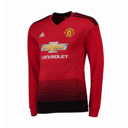 18-19 Manchester United Home Long Sleeve Jersey Shirt - Official