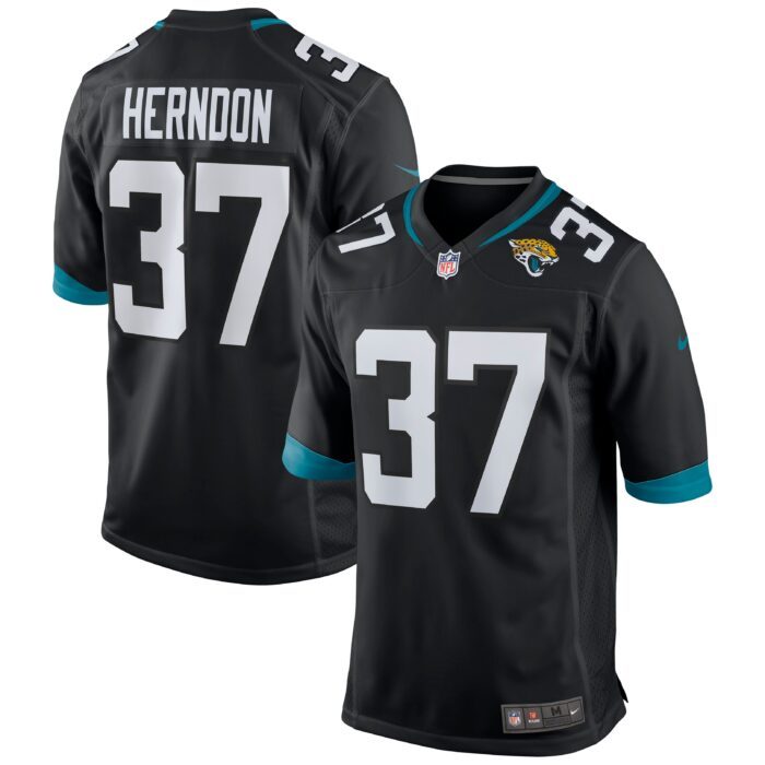 Men's Jacksonville Jaguars Tre Herndon Nike Black Game Jer...