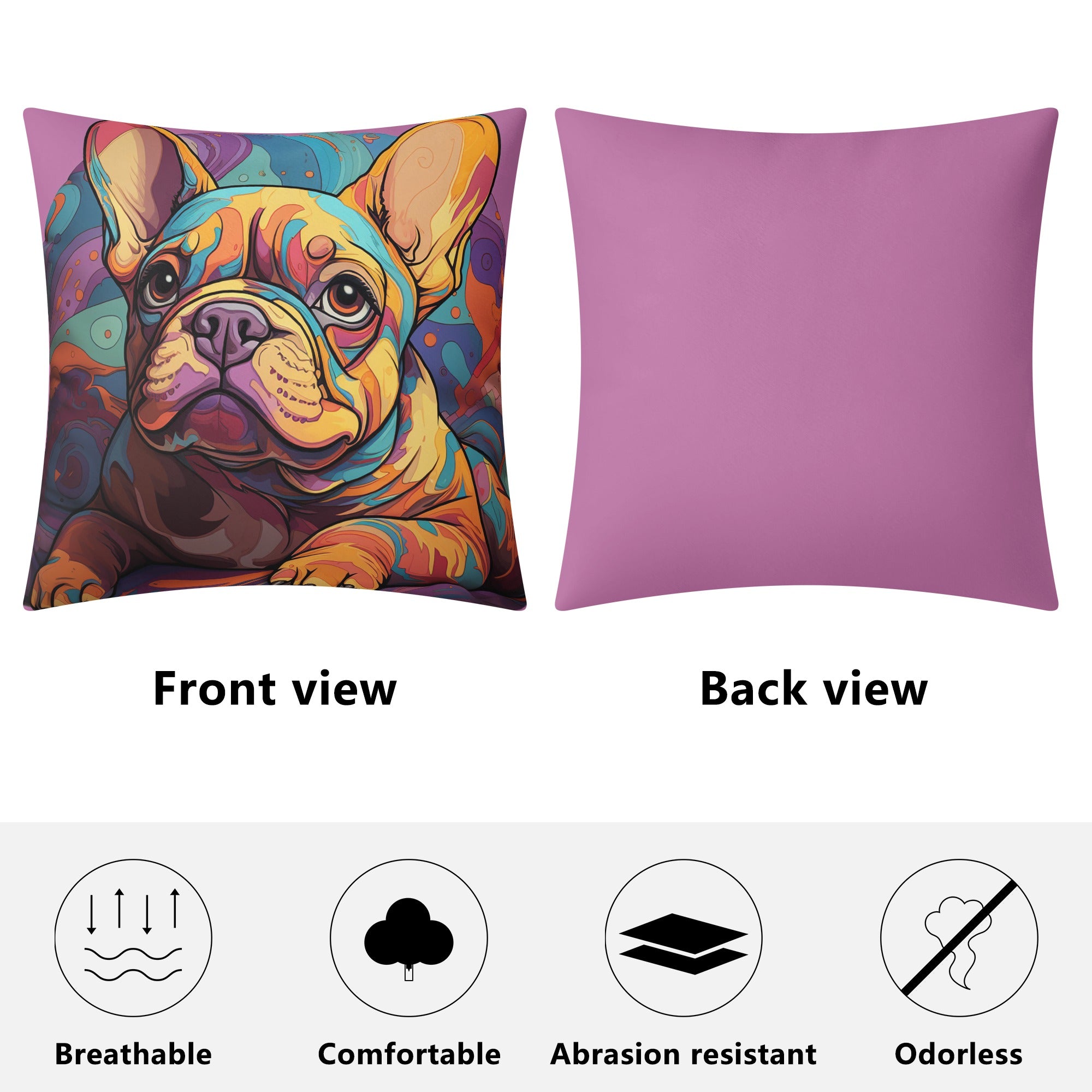 Vibrantly - Safe Colorful Frenchies Lovers Pillow Cover Outdoor Use