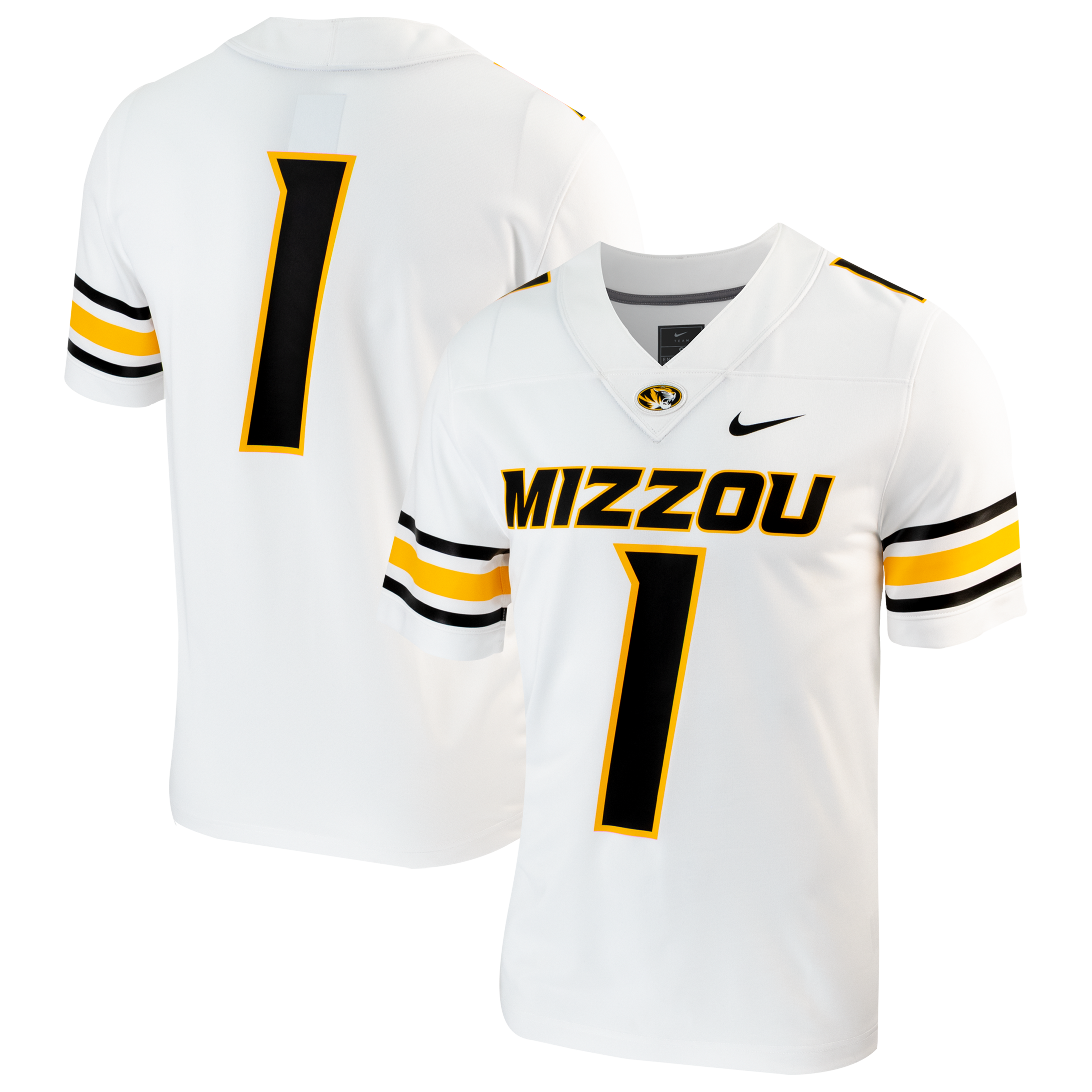 Missouri Tigers #1 Football Jersey - White | Stadium Series 26/27 Season