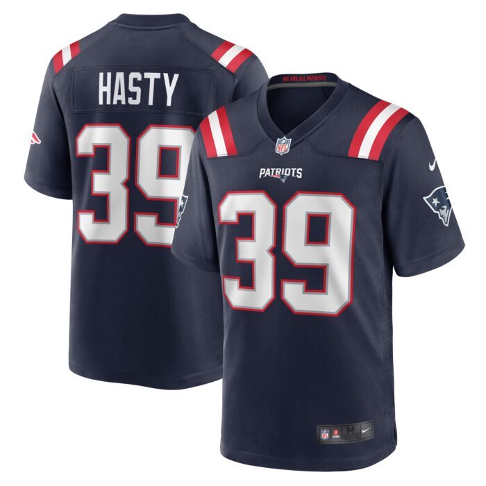 Men's New England Patriots Jamycal Hasty Nike Navy Team Ga...