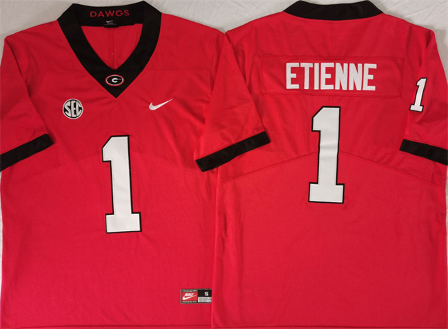 Men's UGA Bulldogs Trevor Etienne #1 replica Red 2024 away jersey