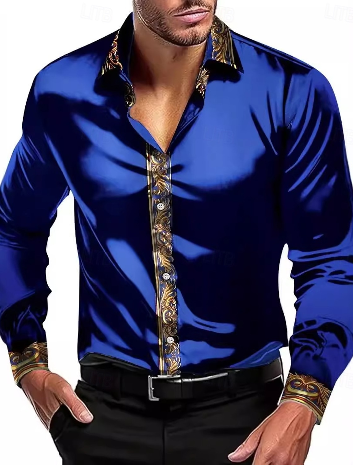 Men's Shirt Silk Like Satin Shirt Dress Shirt Casual Shirt Button Up Shirt Plain Formal Wedding Black White Red Blue Long Sleeve Lapel All Seasons Clothing Apparel