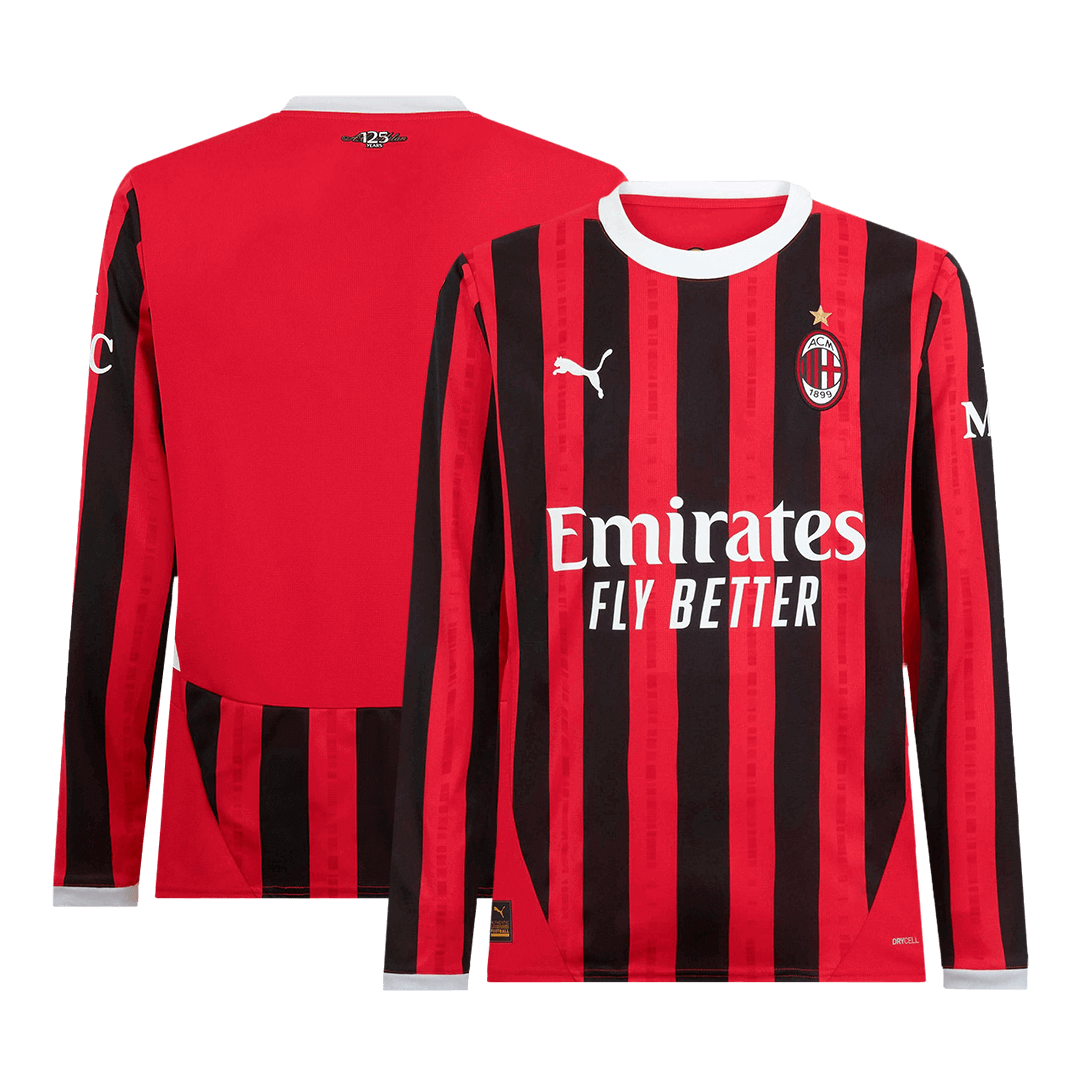 AC Milan Home Long Sleeve  Soccer Jersey 2024/25 Authentic Kit
