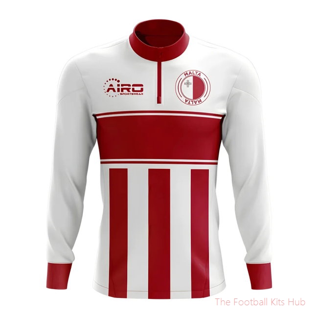 Malta Concept Football Half Zip Midlayer Top (White-Red)