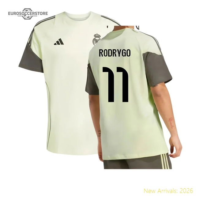 2025-2026 Madrid Real Madrid Training Tee (Almost Lime) (Rodrygo 11)