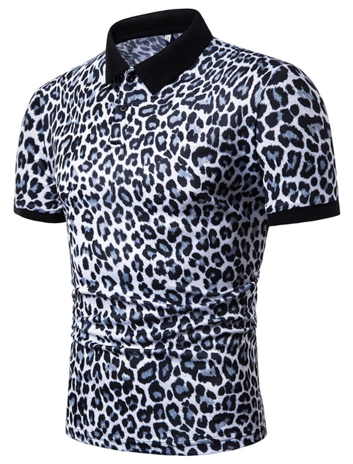 Men's Leopard Polo Shirts Golf Shirt Short Sleeve Collared Casual