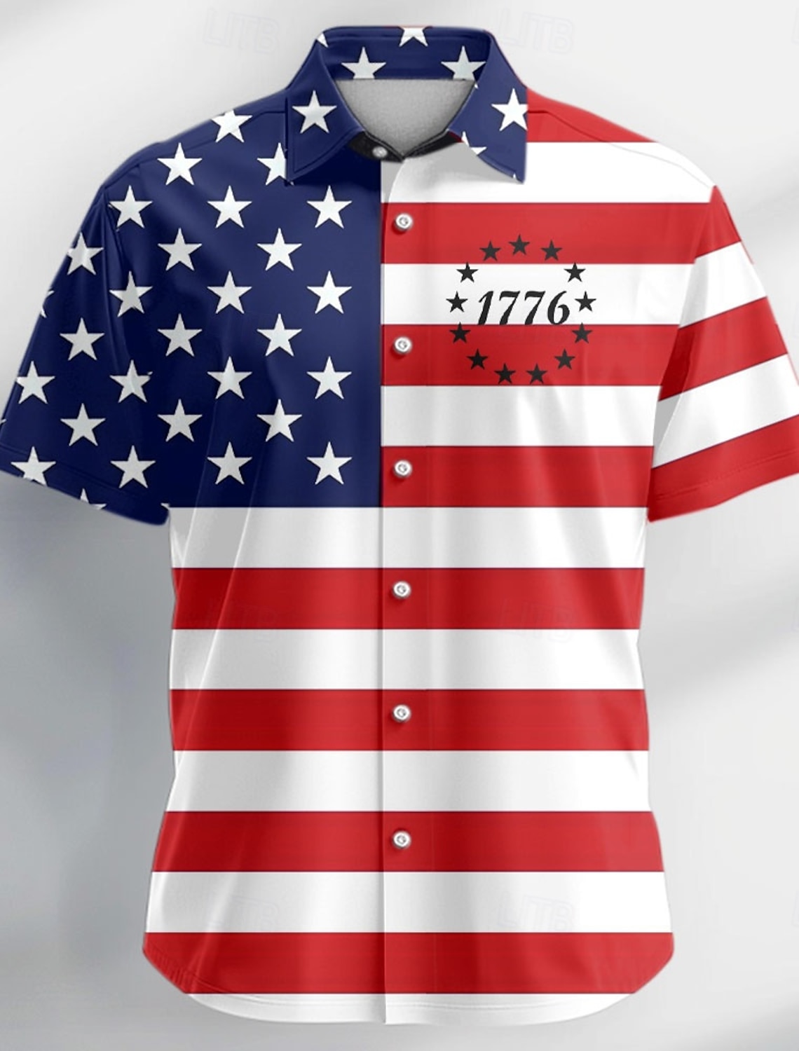 Independence Day Men's American US Flag Patriotic 1776 Shirt Summer Shirt Button Up Shirt Short Sleeve Fashion Casual Outdoor Vacation Dailywear Summer Turndown 3D Print