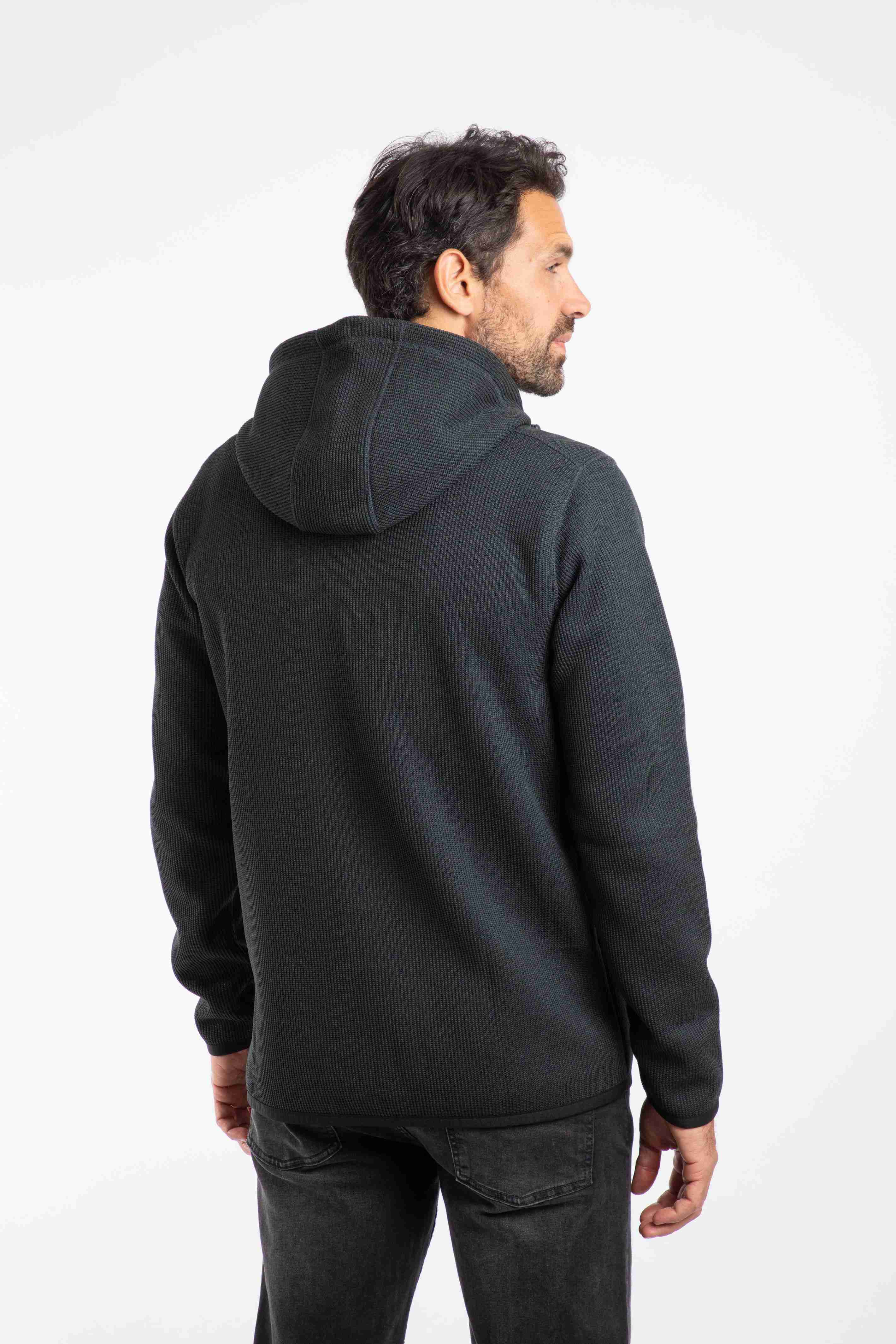 Lockie Full Zip Bonded Fleece Hoodie Washed Black