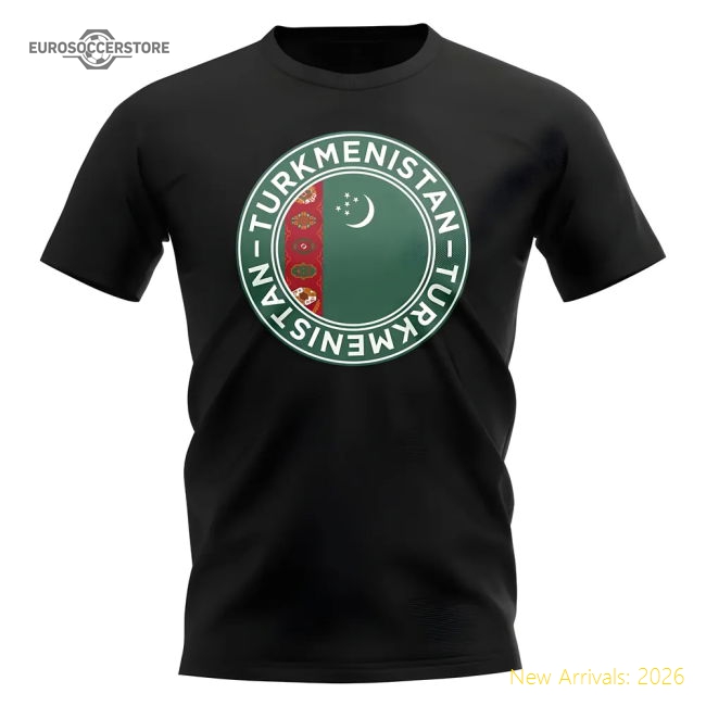 Premium-grade Turkmenistan Football Badge T-shirt (black)
