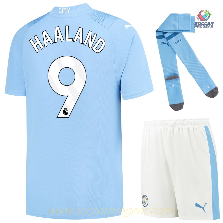 MANCHESTER CITY HOME 2023 2024 E.HAALAND KIDS KIT JERSEY