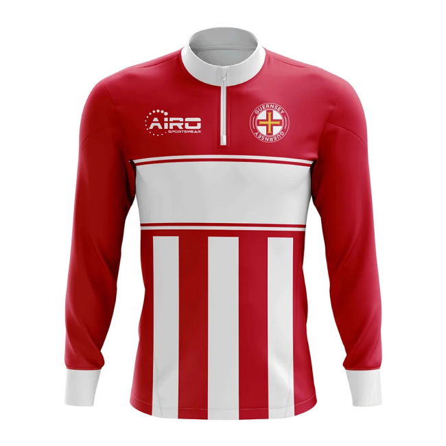 Guernsey Concept Football Half Zip Midlayer Top (Red-White)