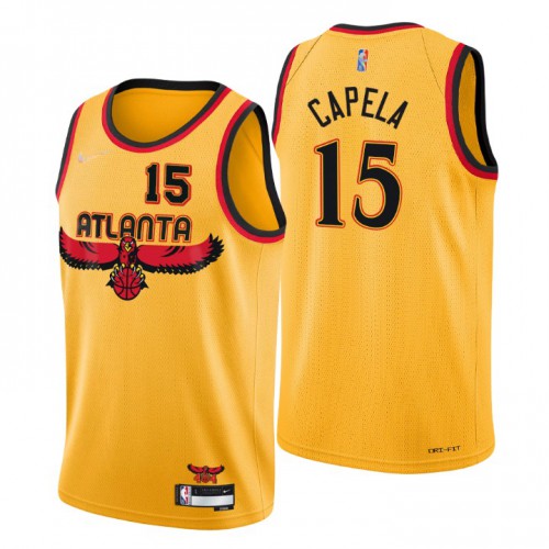 Atlanta Atlanta Hawks #15 Clint Capela Mens Nike Gold 2021/22 Swingman NBA Jersey ¨C City Edition Mens