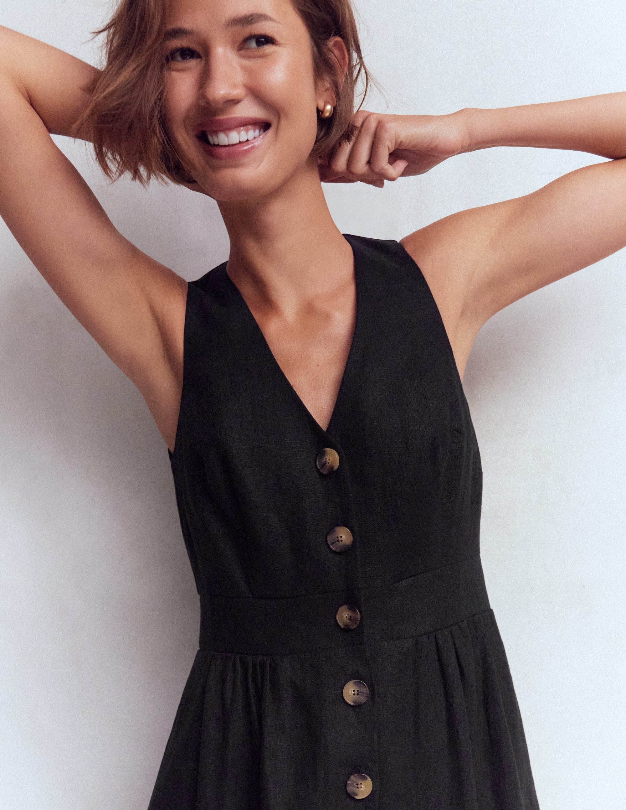 Catherine Button Linen Dress