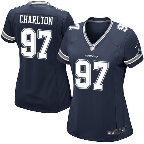 Authentic NFL s Dallas Cowboys #97 Taco Charlton Navy Elite Jersey