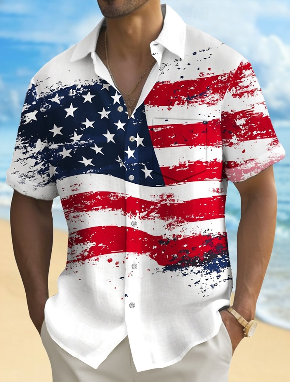 Independence Day Men's American US Flag 4th of July U.S. 250th Anniversary Patriotic Shirt Summer Shirt Button Up Shirt Short Sleeve Fashion Casual Holiday Summer Spring Turndown 3D Print Collared