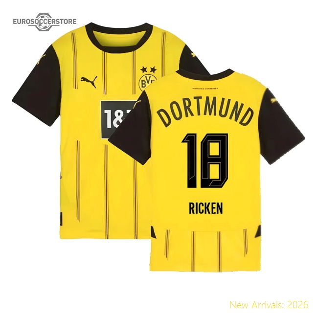 Borussia Dortmund 2024-25 Home Fan Version For Kids (Ricken Match