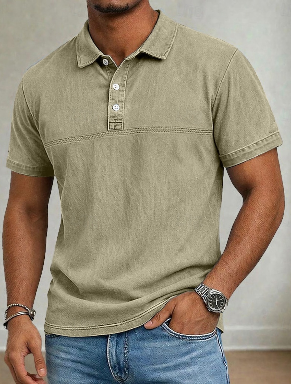 SoftFade™ Men's Polo Shirts 100% Cotton Acid Wash Shirt Casual Holiday Lapel Short Sleeve Fashion Basic Plain Vintage Distressed Summer Spring Dark Brown Black Light Green Navy Blue Light Purple