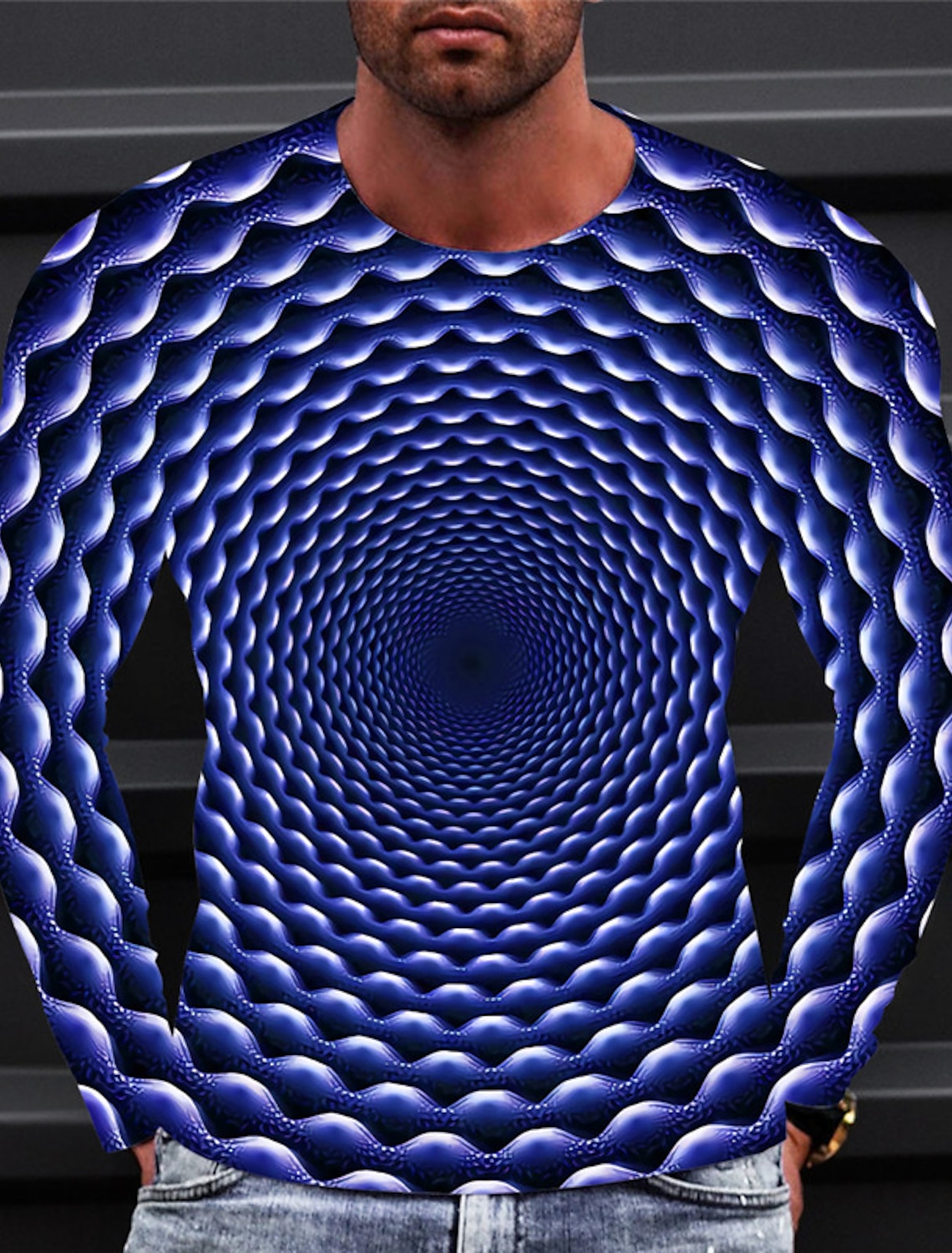Men's Optical Illusion Graphic Prints T Shirt Long Sleeve 3D Print