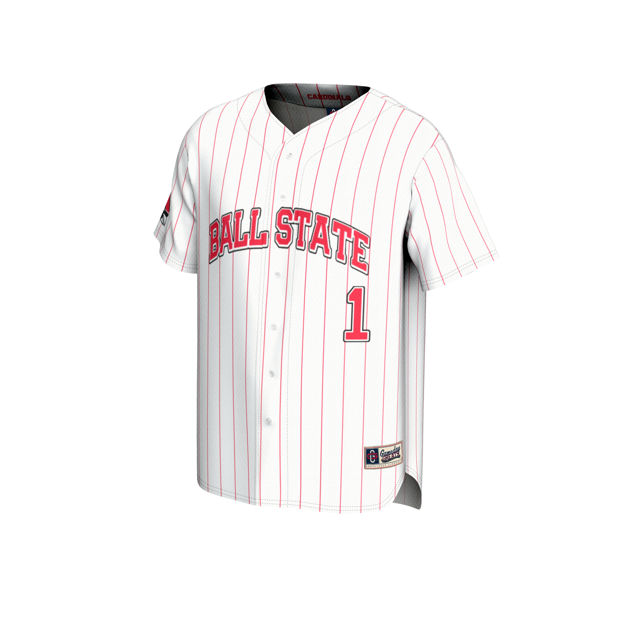 [NJP] Ball State Cardinals GameDay Greats Youth Lightweight Collegiate Baseball Fashion Jersey - White