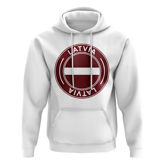 Latvia Football Badge Hoodie (White) Official Netherlands