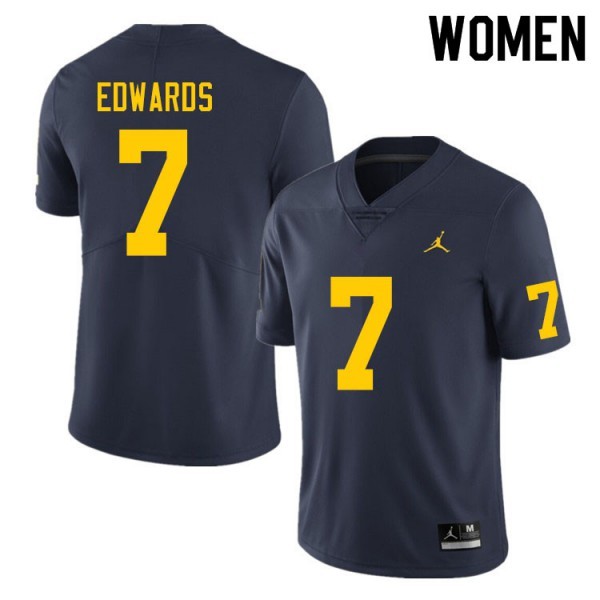 Women Michigan Wolverines Navy #7 Jordan Team Color Performance